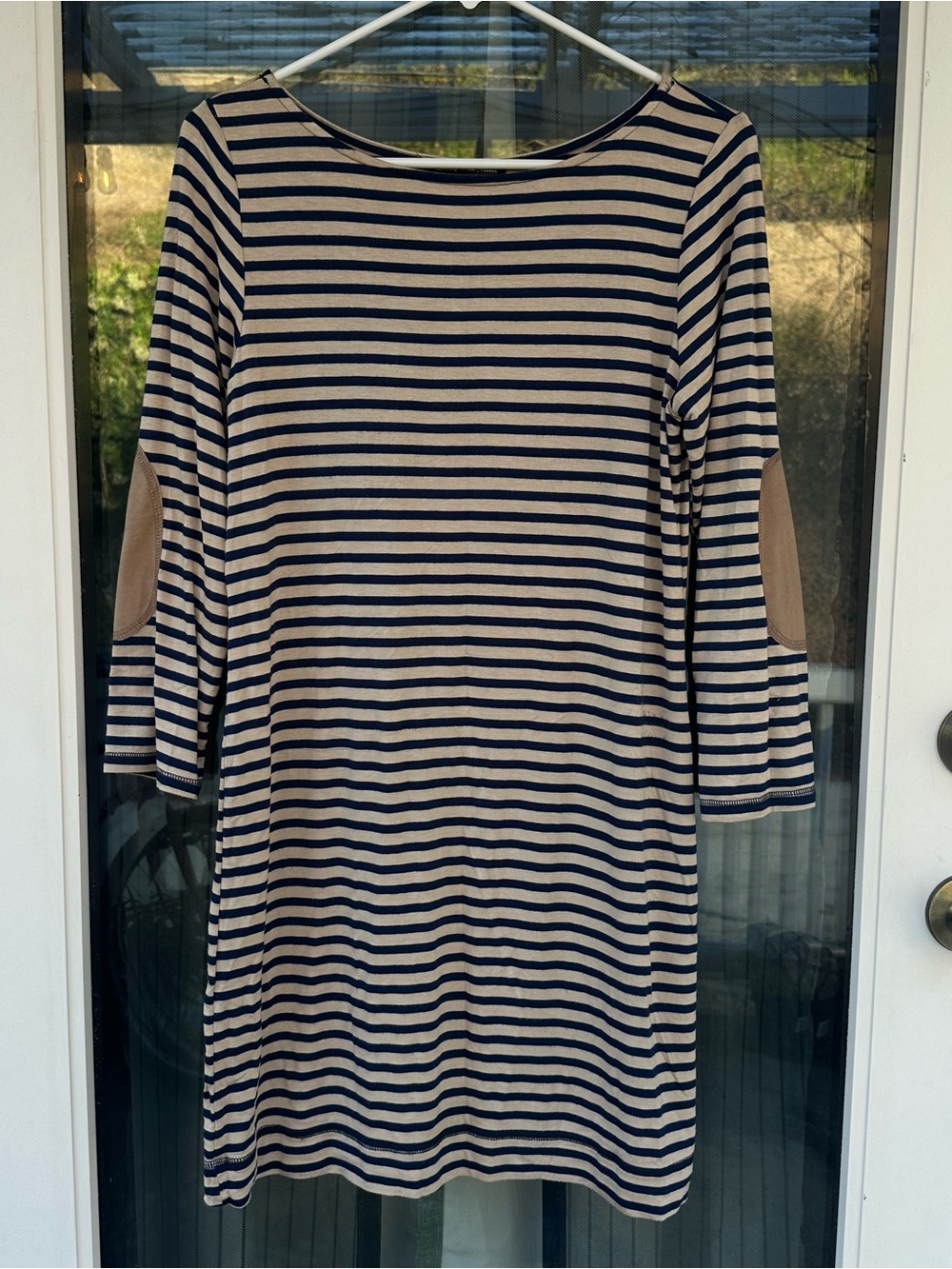 Striped Dress with Elbow Patches